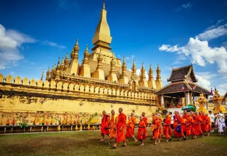 Pha That Luang golden stupa in Vientiane, Laos