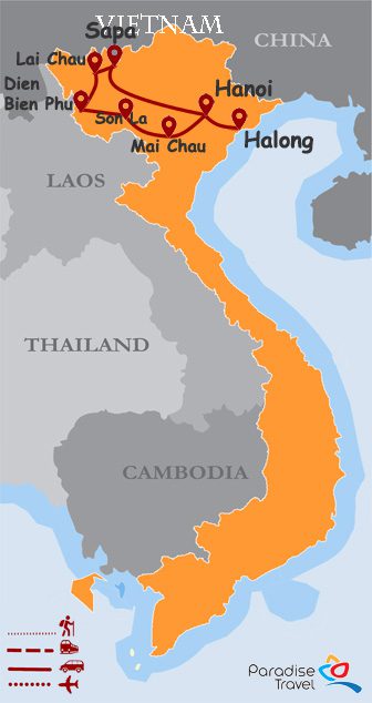 Hidden North Vietnam Discovery in 13 Days Trip Planner Map